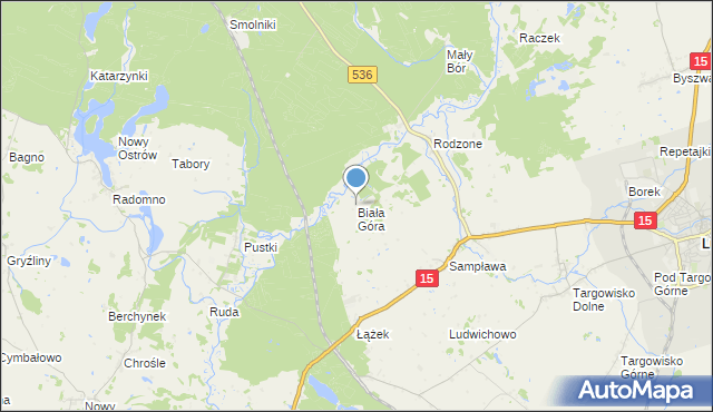 mapa Biała Góra, Biała Góra gmina Lubawa na mapie Targeo